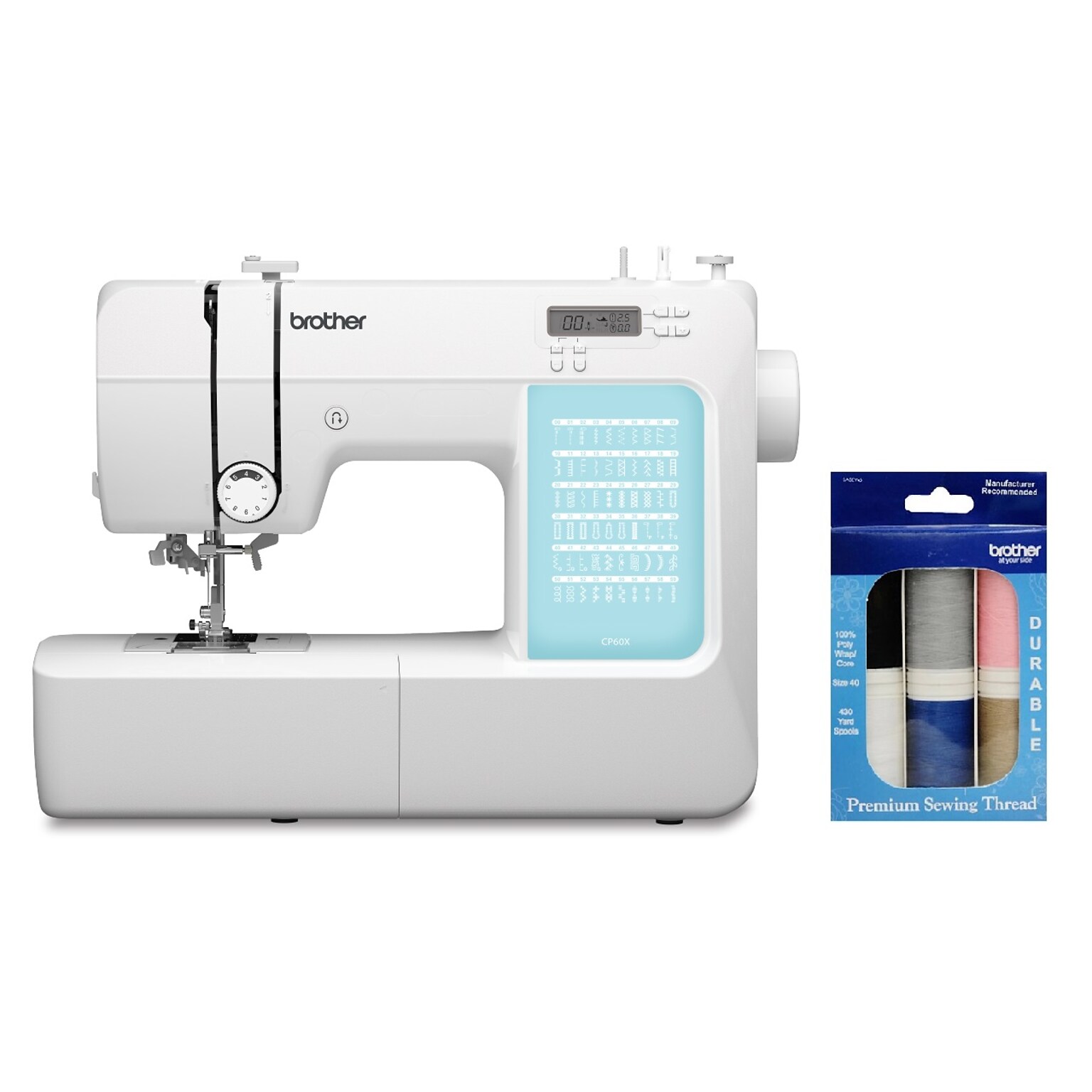 Brother Computerized Sewing Machine with  6-Piece Premium Sewing Thread Pack (CP60XSEW6-STP)