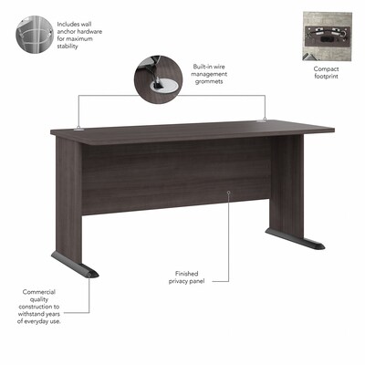 Bush Business Furniture Studio A 60"W Computer Desk with 3 Drawer Mobile File Cabinet, Storm Gray (STA002SGSU)