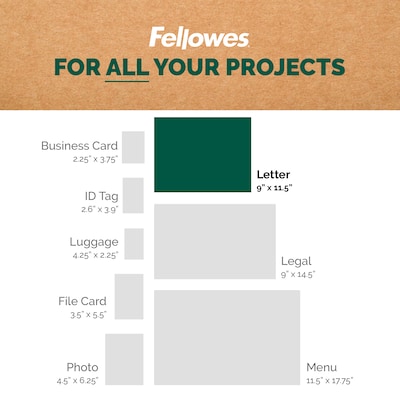 Fellowes Recycled Content Thermal Laminating Pouch, Letter Size, 200/Pack (100145864)