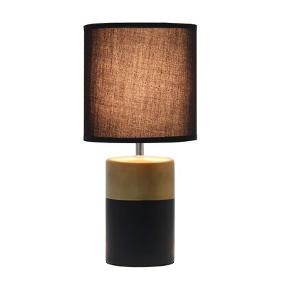 Simple Designs Two Toned Basics Table Lamp, Black and Gold (LT1114-BLK)