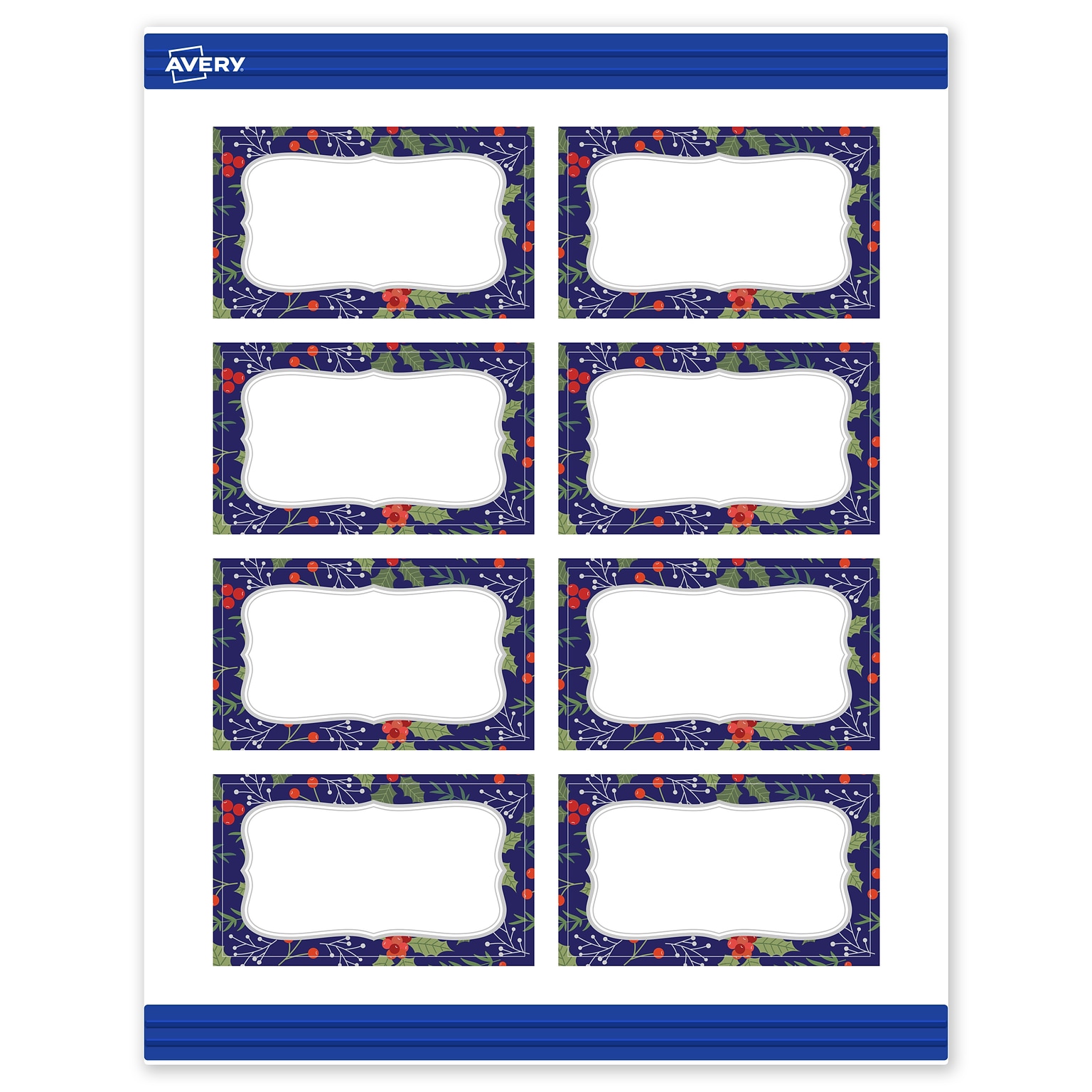 Avery Silver-Navy Matte Blank Card, White, 80/Pack (S00-FJ2)
