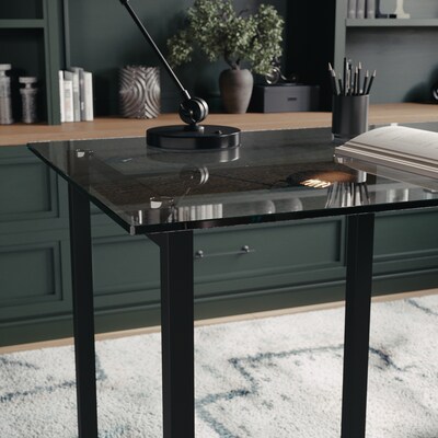 Martha Stewart Eli 47"W Glass/Steel Home Office Desk, Clear/Oil-Rubbed Bronze (XUDK1BK)