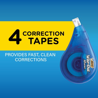 BIC Wite-Out Correction Tape, White, 4/Pack (50589)