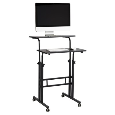 Mind Reader 27.5"- 39" Mobile Adjustable Sit/Stand Desk, Black (SDROLLXL-BLK)