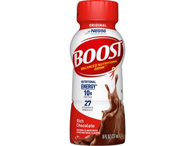 Boost Original Rich Chocolate Nutritional Drink, 8 oz., 12 Bottles/Pack, 2 Packs/Carton (12485709)