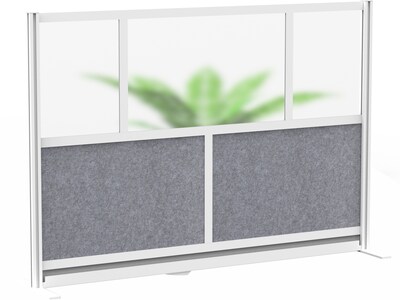 Luxor Modular Room Divider Starter Wall, 48"H x 70"W, Gray PET/Frosted Acrylic (MW-7048-FCG)
