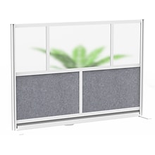 Luxor Modular Room Divider Starter Wall, 48H x 70W, Gray PET/Frosted Acrylic (MW-7048-FCG)