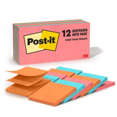 Post-it Pop-up Notes, 3 x 3, Poptimistic Collection, 100 Sheet/Pad, 12 Pads/Pack (R33012AN)