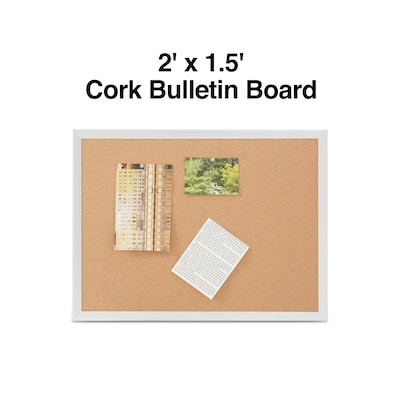 Staples Standard Durable Cork Bulletin Board, Aluminum Frame, 2W x 1.5H (28334-CC)