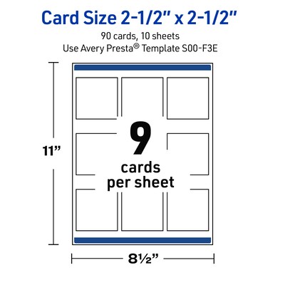 Avery Silver Border Matte Blank Card, White, 90/Pack (S00-F3E)