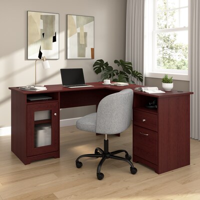 Bush Furniture Cabot L Shaped Desk, Harvest Cherry (WC31430K)