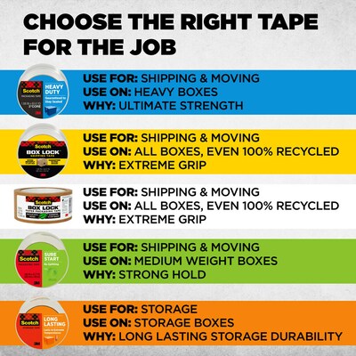 Scotch Heavy Duty Packing Tape with Dispenser, 1.88" x 54.6 yds., Clear, 4/Pack (3850-4RD)