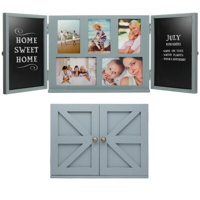 Excello Global Products Barndoor Picture Frame with Chalkboard, Gray (EGP-HD-0413C)
