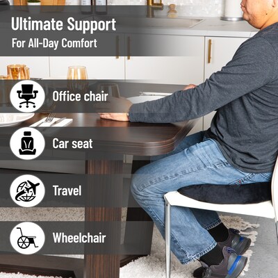 Mind Reader Memory Foam Office Chair Ergonomic Orthopedic Cushion, Black (SEACUSH-BLK)