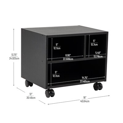 Mind Reader 3-Shelf Mobile Printer Utility Cart with Wheels, Black (MDFPCART-BLK)