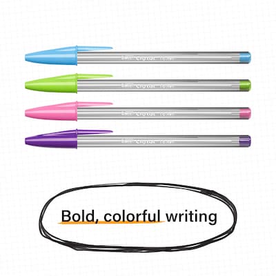 BIC Cristal Xtra-Bold Ballpoint Pens, Bold Point, 1.6mm, Assorted Ink, 24/Pack (MSBAPP241-AST)