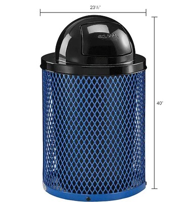 Global Industrial Outdoor Steel Diamond Trash Can w/ Dome Lid, 36 Gallon, Blue (261948BL)