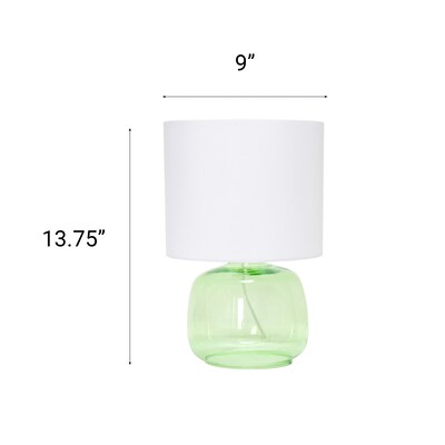 Creekwood Home Round Modern Glass 13.75" LED Table Lamp, Green/White (CWT-1015-GW)