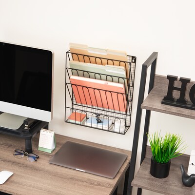 Mind Reader Metal Front Loading Letter Tray, Letter Size, Black (MAGMWIRE-BLK)