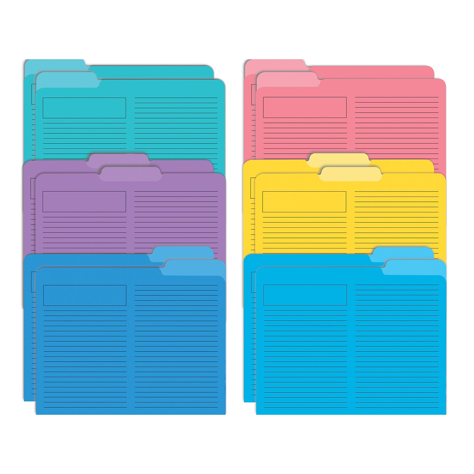 Better Office Heavyweight File Folders, 1/3-Cut Tab, Letter Size, Assorted Colors, 12/Pack (89112-12PK)