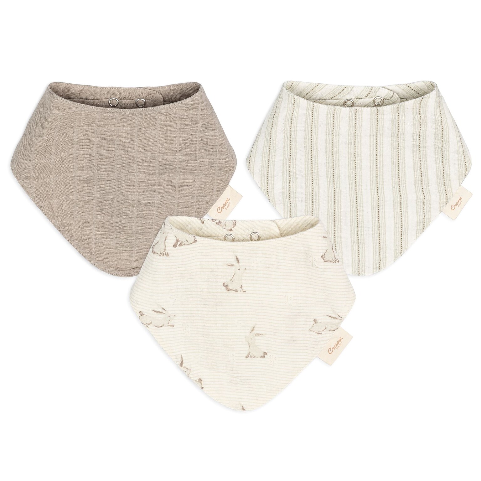 Avery Organic Cotton 3-pc. Muslin Bib Set (Bunny)