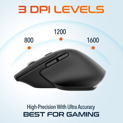 Delton S18 Wireless Ergonomic Optical Mouse, Black (DMS18-WB)