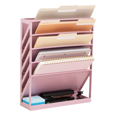 Staples 5-Pocket Plastic Mountable Wall File, Letter Size, Dusty Pink (ST63892)