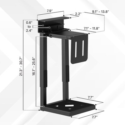 Mount-It! Heavy-Duty Clamp-On CPU Mount for Mid & Full Tower PCs, Holds up to 66 lbs., Matte Black (MI-7159)