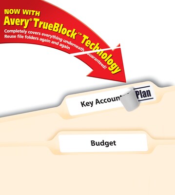 Avery TrueBlock Laser/Inkjet File Folder Labels, 2/3 x 3 7/16, White, 1500 Labels Per Pack (5366)