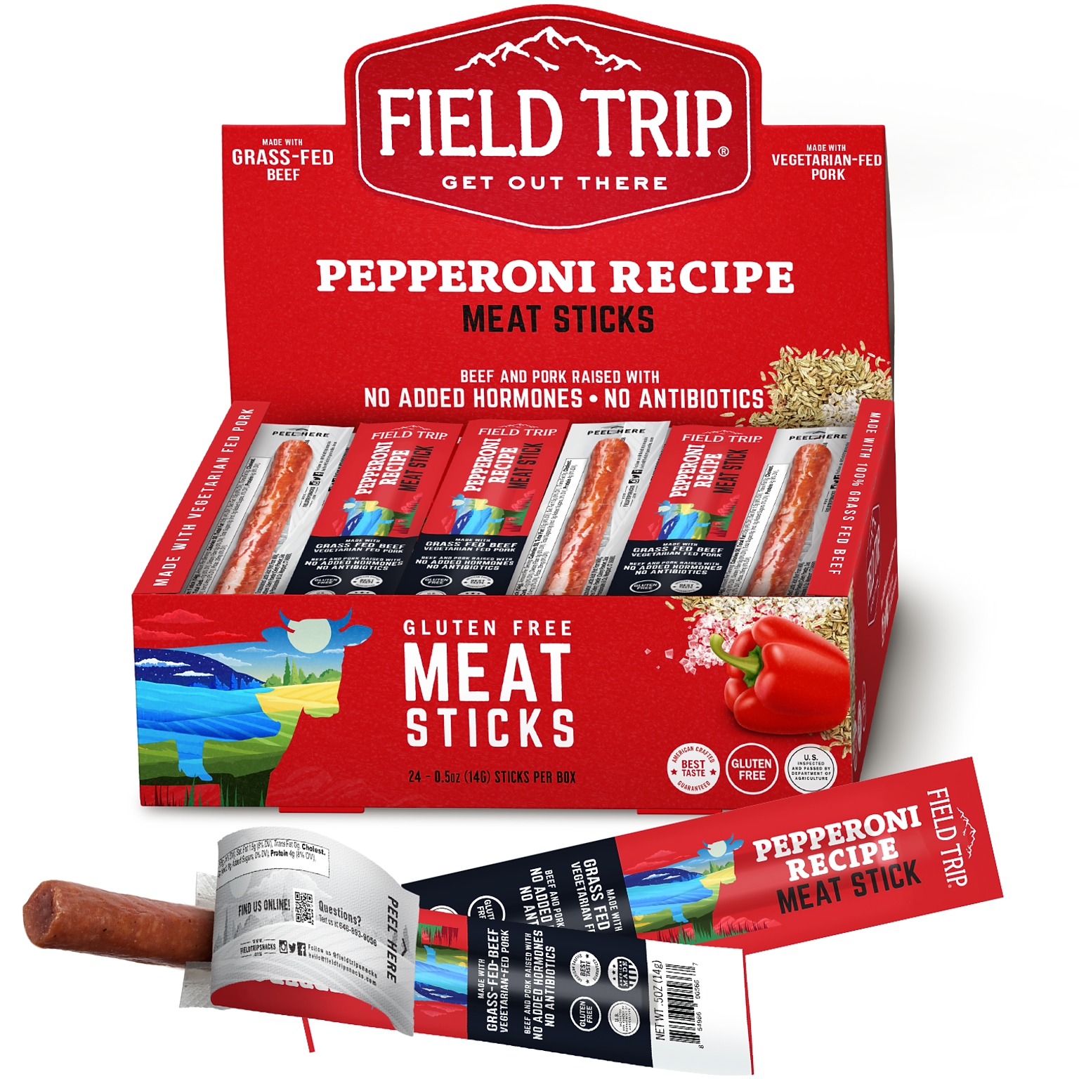 Field Trip Pepperoni Recipe Meat Stick, 0.5 oz., 24/Box (JTJ00569)