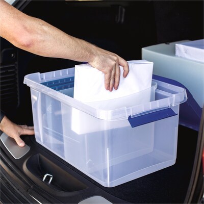 Bankers Box Heavy Duty Locking File Totes, Letter/Legal Size, Blue/Clear (0086201)