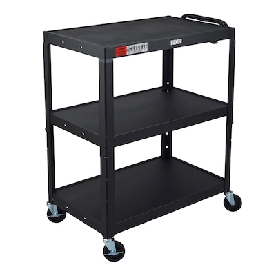 Luxor LEADER XL 3-Shelf Adjustable Media Utility Cart, Black (AVJ42XL)