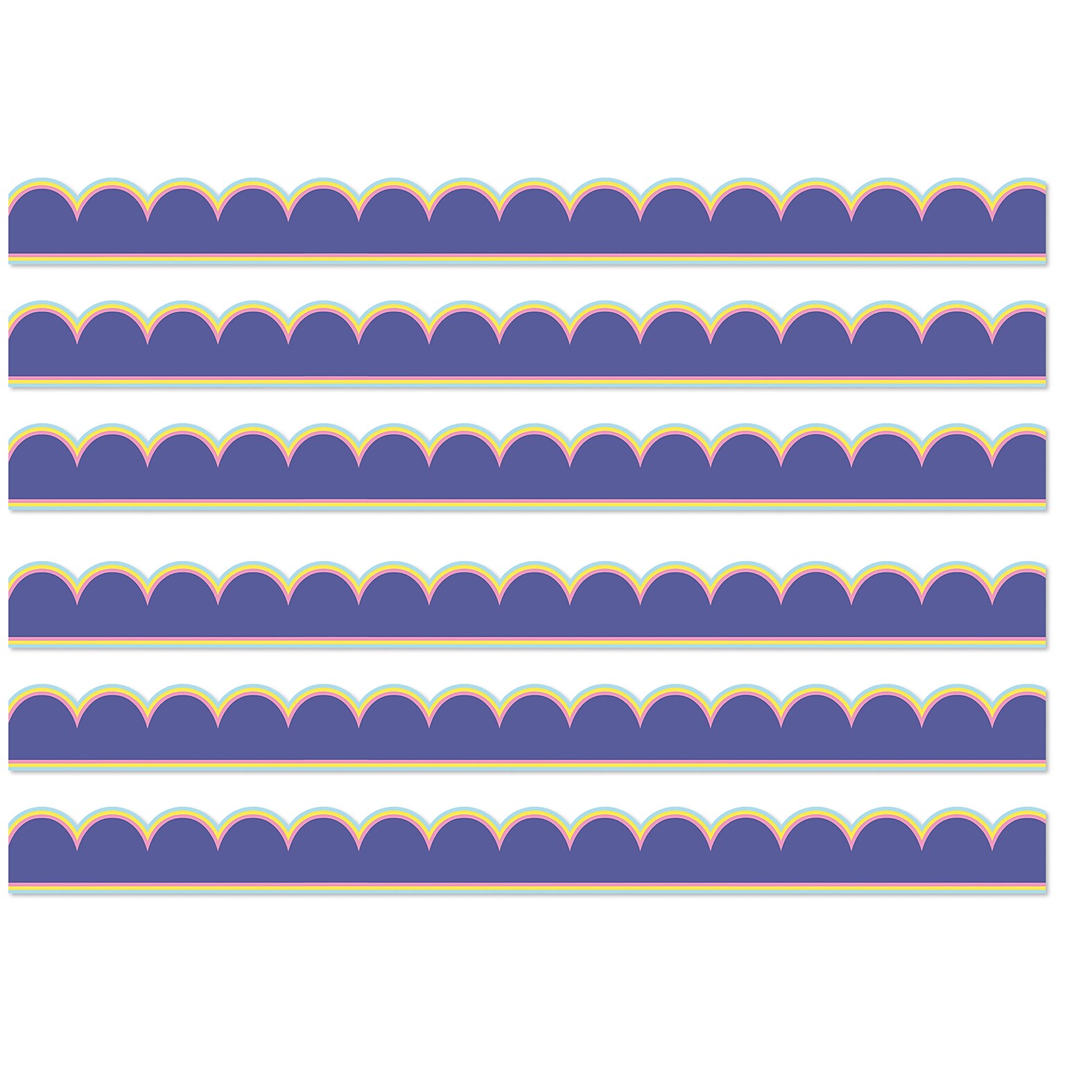 Carson Dellosa Education We Stick Together Scalloped Bulletin Board Borders, 3 x 3, Pop of Purple, 6/Bundle (CD-108519-6)