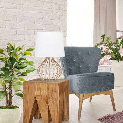 Simple Designs Geometrically Wired Table Lamp, White on Copper (LT2086-WOC)