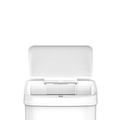 Nine Stars Stainless Steel Motion Sensor Trash Can, 13.2 Gallon, White (DZT-50-28WH)