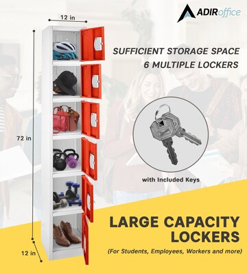 AdirOffice 72H 6-Tier Red Storage Locker (ADI629-206-RED-DL)