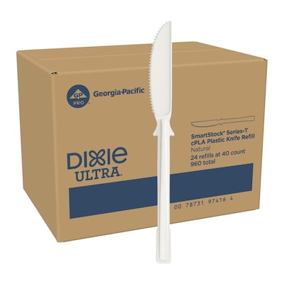 Dixie Ultra SmartStock Series-T Compostable Plastic Knife Refill, Beige, 40/Pack, 24 Packs/Carton (DUSSCK7)