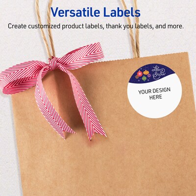 Avery Circle Multipurpose Labels, 2" Dia., White, 120/Pack (19479370441)