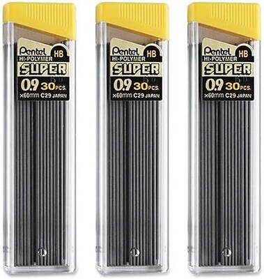 Pentel Super Hi-Polymer Lead Refill, 0.9mm, 30/Leads, 3/Pack (C29BPHB3)