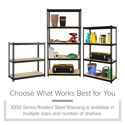 Space Solutions 1000 Riveted Steel Shelving 5-Shelf Unit, 12" x 30" x 60", Black (22541)