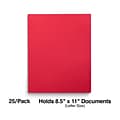 Staples Smooth 2-Pocket Paper Folder with Fasteners, Red, 25/Box (50772/27540-CC)