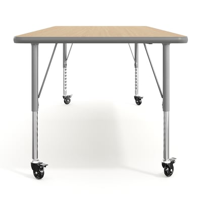 Flash Furniture Wren Rectangular Activity Table, 72" x 30", Height Adjustable, Light Natural Top/Silver Frame (XUA3072RECLNTPC)