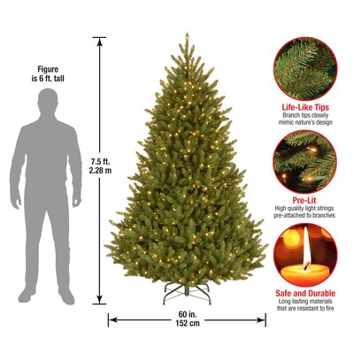 National Tree Company Natural Fraser Fir Artificial Christmas Trees NAFFMH7-75LO