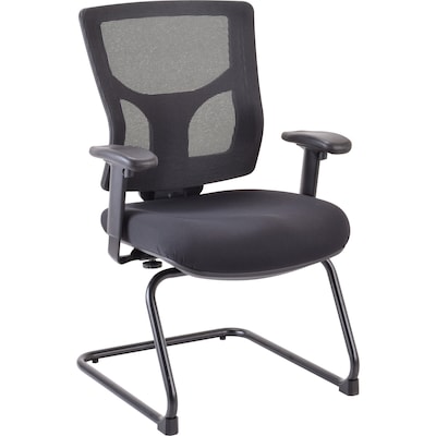 Lorell Conjure Fabric & Mesh Mid-Back Guest Chair with Adjustable Arms, Black (LLR62009)