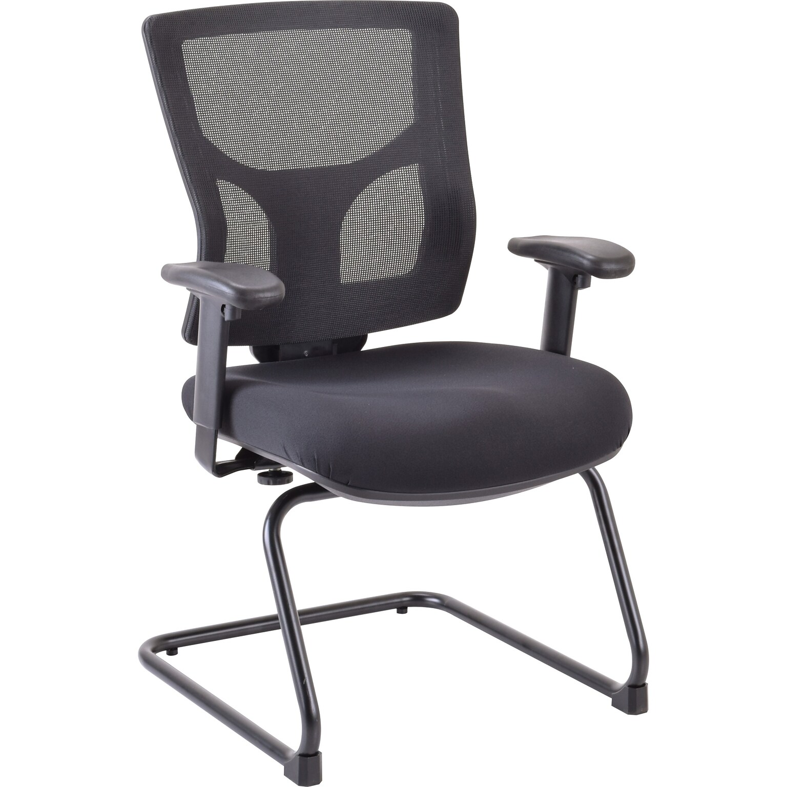 Lorell Conjure Fabric & Mesh Mid-Back Guest Chair with Adjustable Arms, Black (LLR62009)