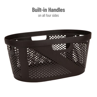Mind Reader 10.57-Gallon Laundry Basket, Plastic, Brown (HHAMP40-BRN)