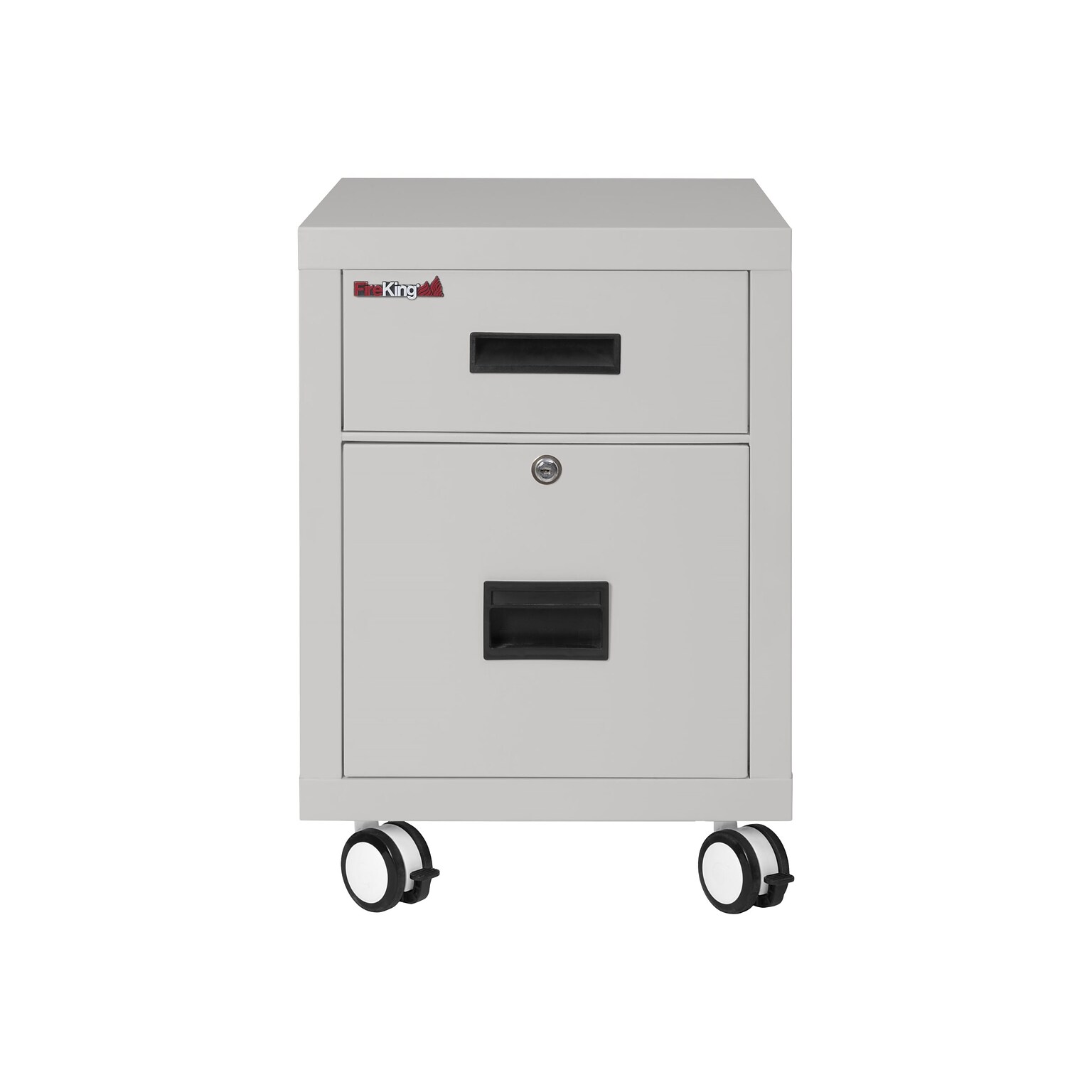 FireKing 2-Drawer Mobile Vertical File Cabinet, Letter/Legal Size, Lockable, Fire Resistant, Platinum (2M1822-1PL)