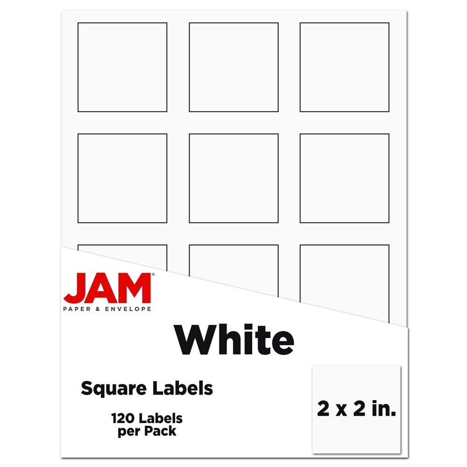 JAM Paper Laser/Inkjet Address Labels, 2 x 2, White, 12 Labels/Sheet, 10 Sheets/Pack (367831069)