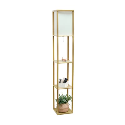 Creekwood Home Classix 62.5" Wood Floor Lamp with Rectangular Shade, Tan (CWF-3007-TN-LB)