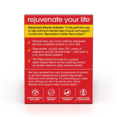 Rejuvenate Muscle Activator Drink Mix Sticks, Single Serving Protein Powder Packets to Go - Raspberry Burst, 30 Count